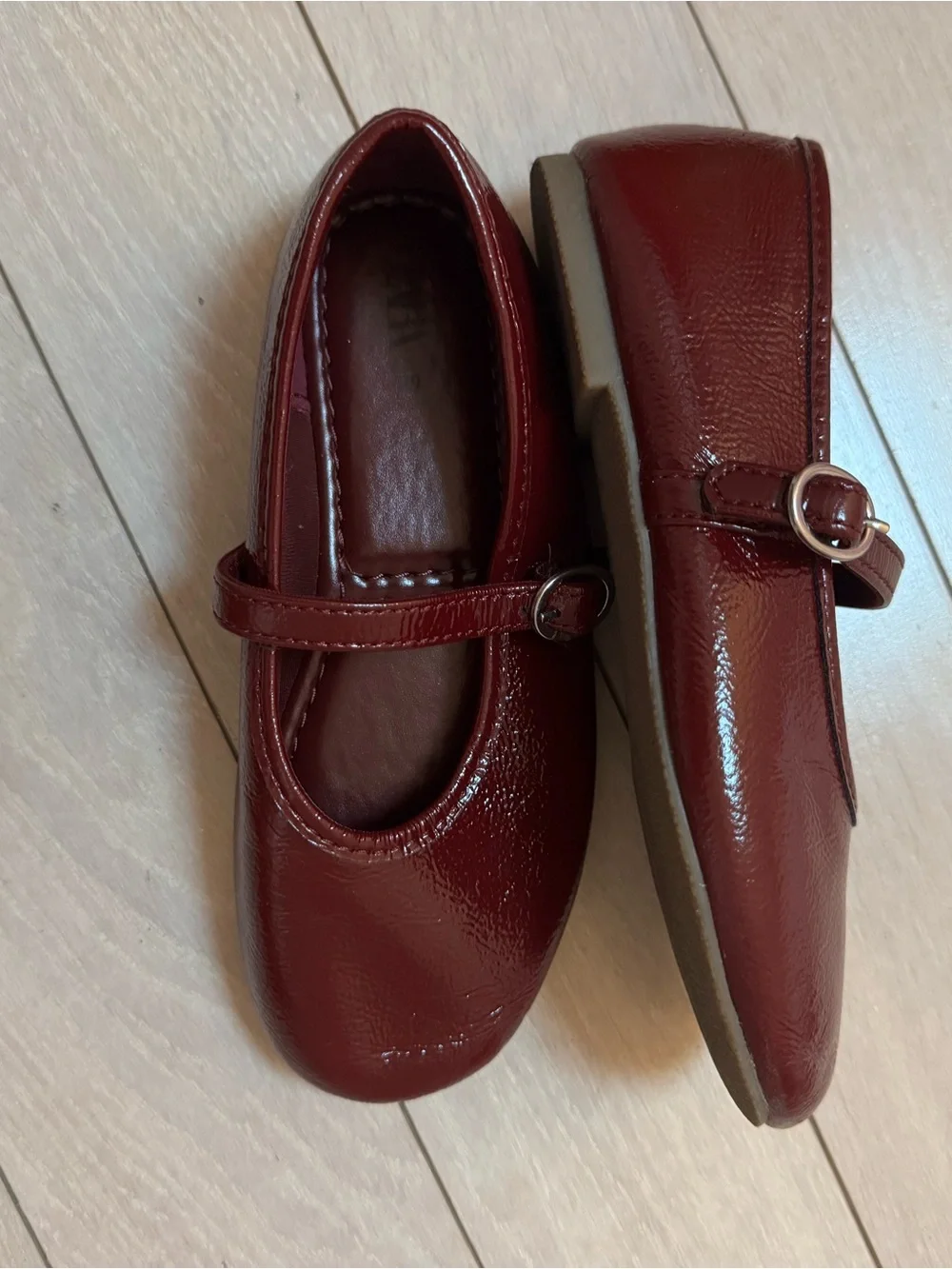 Zara Girls' Patent Mary Jane Shoes - Burgundy